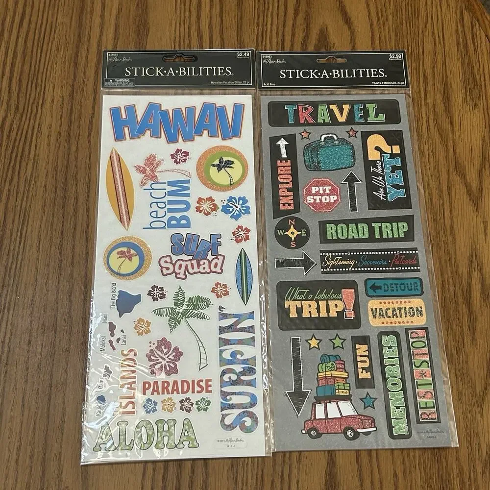 Paper Studio Stickabilities Vacation Sticker Lot of 6 Craft Scrapbooking NEW